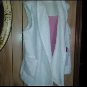 Chicos Fleece Vest with Pockets#FREE TANK TOP Pink Accent
